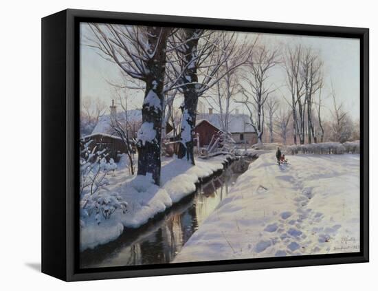 A Wooded Winter Landscape, Brondbyvester-Peder Mork Monsted-Framed Premier Image Canvas