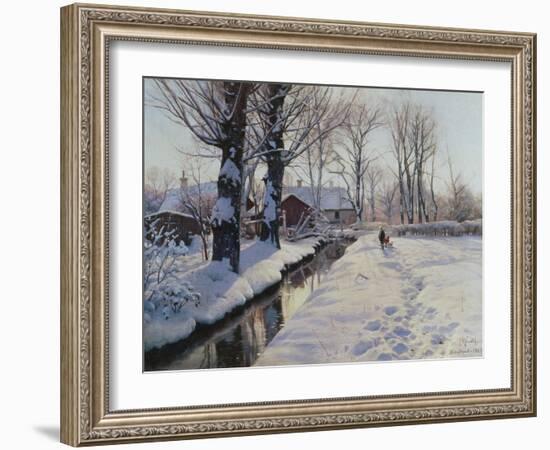 A Wooded Winter Landscape, Brondbyvester-Peder Mork Monsted-Framed Giclee Print