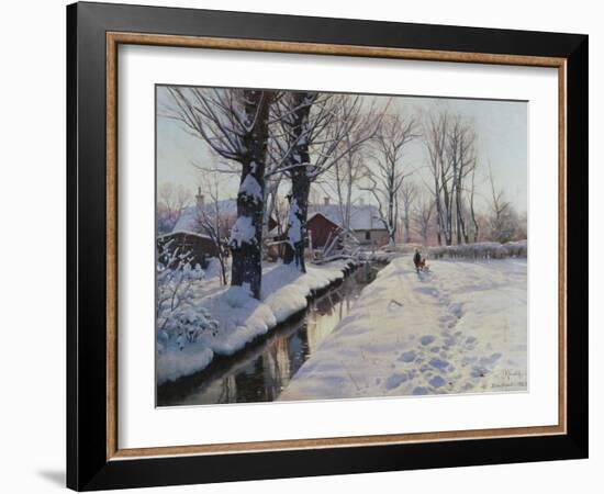 A Wooded Winter Landscape, Brondbyvester-Peder Mork Monsted-Framed Giclee Print