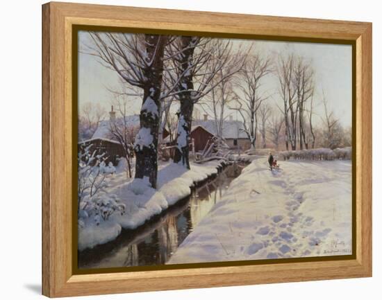 A Wooded Winter Landscape, Brondbyvester-Peder Mork Monsted-Framed Premier Image Canvas