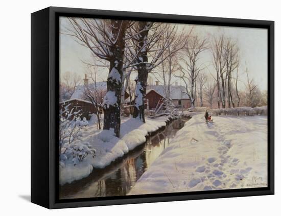 A Wooded Winter Landscape, Brondbyvester-Peder Mork Monsted-Framed Premier Image Canvas