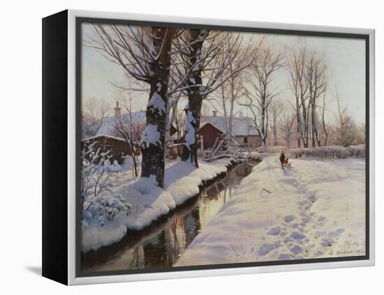 A Wooded Winter Landscape, Brondbyvester-Peder Mork Monsted-Framed Premier Image Canvas