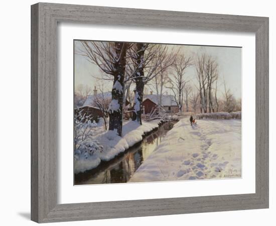 A Wooded Winter Landscape, Brondbyvester-Peder Mork Monsted-Framed Giclee Print