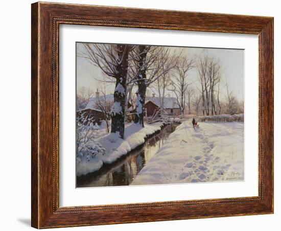 A Wooded Winter Landscape, Brondbyvester-Peder Mork Monsted-Framed Giclee Print