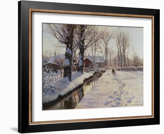 A Wooded Winter Landscape, Brondbyvester-Peder Mork Monsted-Framed Giclee Print