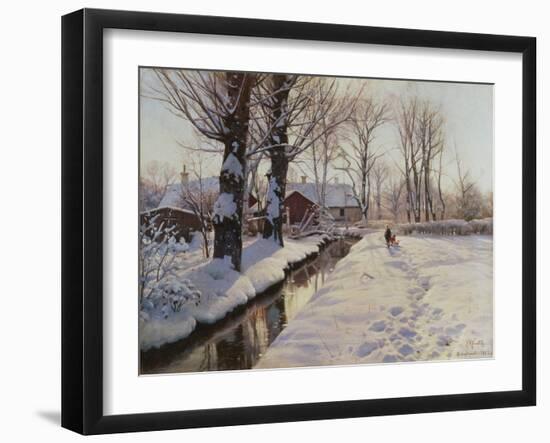 A Wooded Winter Landscape, Brondbyvester-Peder Mork Monsted-Framed Giclee Print