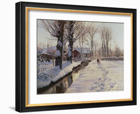 A Wooded Winter Landscape, Brondbyvester-Peder Mork Monsted-Framed Giclee Print