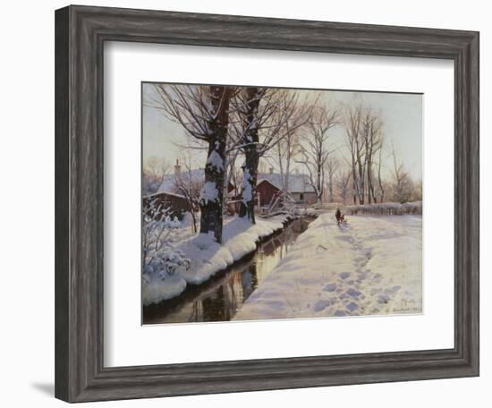 A Wooded Winter Landscape, Brondbyvester-Peder Mork Monsted-Framed Premium Giclee Print