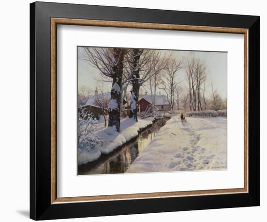 A Wooded Winter Landscape, Brondbyvester-Peder Mork Monsted-Framed Premium Giclee Print