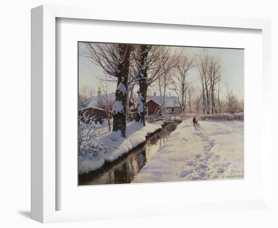 A Wooded Winter Landscape, Brondbyvester-Peder Mork Monsted-Framed Premium Giclee Print