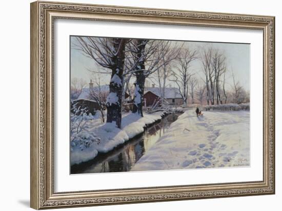 A Wooded Winter Landscape, Brondbyvester-Peder Mork Monsted-Framed Giclee Print