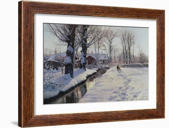 A Wooded Winter Landscape, Brondbyvester-Peder Mork Monsted-Framed Giclee Print