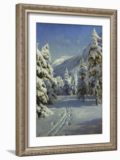 A Wooded Winter Landscape, Mortaratsch-Peder Mork Monsted-Framed Giclee Print