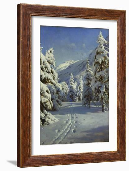 A Wooded Winter Landscape, Mortaratsch-Peder Mork Monsted-Framed Giclee Print