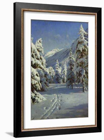 A Wooded Winter Landscape, Mortaratsch-Peder Mork Monsted-Framed Giclee Print