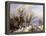 A Wooded Winter Landscape with Figures, 1863-E.J. Verboeckhoven and J.B. Klombeck-Framed Premier Image Canvas