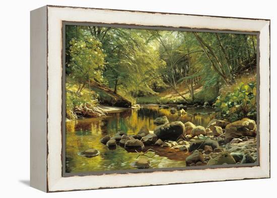 A Woodland River in Summer-Peder Monsted-Framed Stretched Canvas