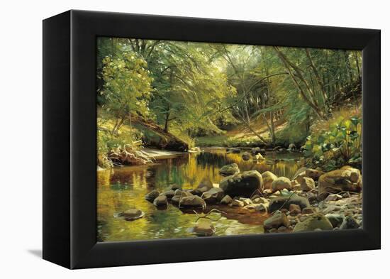 A Woodland River in Summer-Peder Monsted-Framed Stretched Canvas