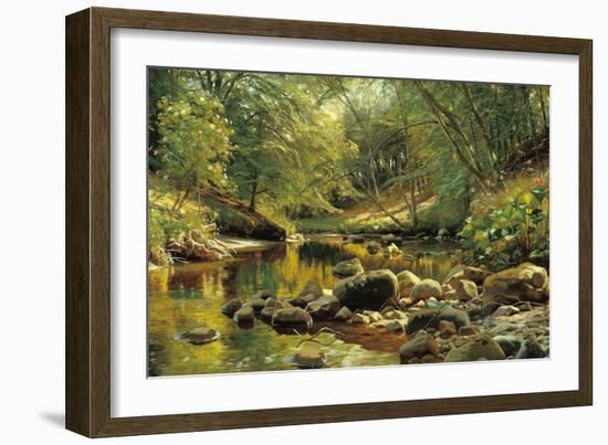 A Woodland River in Summer-Peder Monsted-Framed Art Print