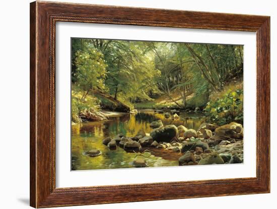 A Woodland River in Summer-Peder Monsted-Framed Art Print