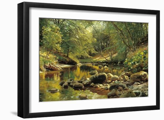 A Woodland River in Summer-Peder Monsted-Framed Art Print