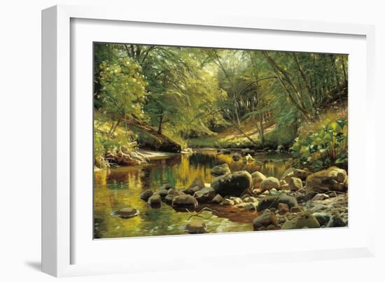 A Woodland River in Summer-Peder Monsted-Framed Art Print