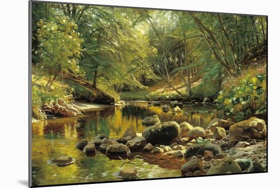 A Woodland River in Summer-Peder Monsted-Mounted Art Print