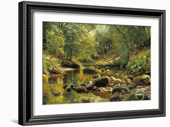 A Woodland River in Summer-Peder Monsted-Framed Art Print