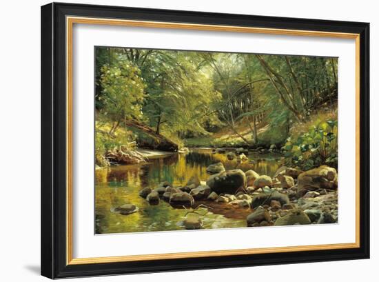 A Woodland River in Summer-Peder Monsted-Framed Art Print