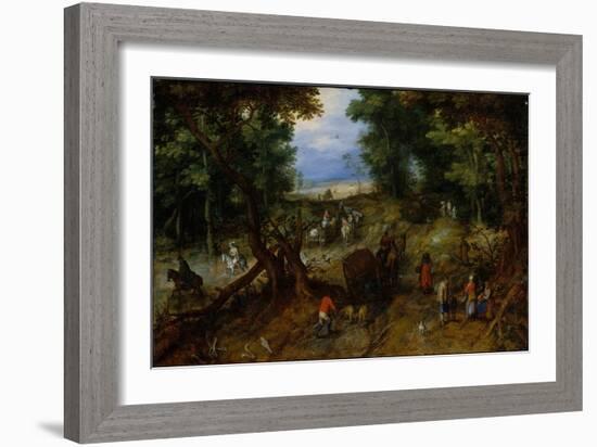 A Woodland Road with Travelers, 1607-Jan the Elder Brueghel-Framed Giclee Print