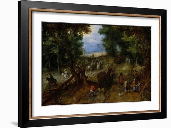 A Woodland Road with Travelers, 1607-Jan the Elder Brueghel-Framed Giclee Print