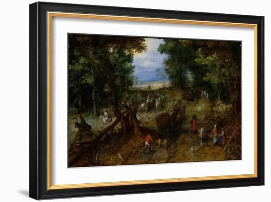 A Woodland Road with Travelers, 1607-Jan the Elder Brueghel-Framed Giclee Print