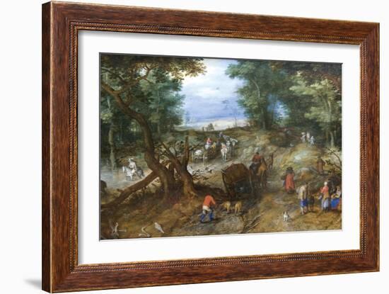 A Woodland Road with Travelers-Jan Brueghel the Elder-Framed Art Print