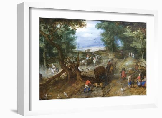 A Woodland Road with Travelers-Jan Brueghel the Elder-Framed Art Print