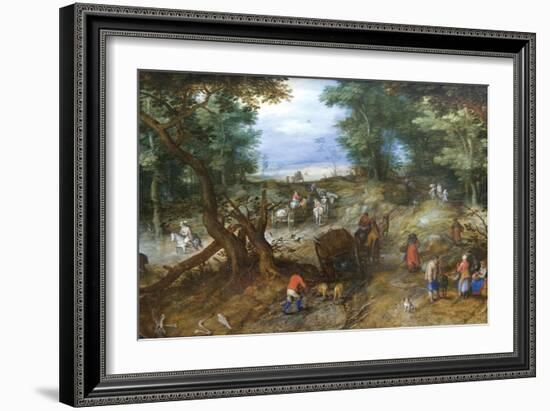 A Woodland Road with Travelers-Jan Brueghel the Elder-Framed Art Print