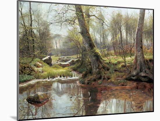 A Woodland Spring-Peder Monsted-Mounted Art Print