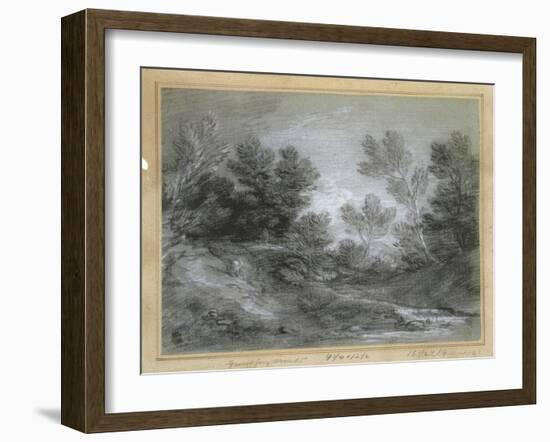 A Woodland Stream-Thomas Gainsborough-Framed Giclee Print