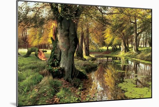 A Woodland Stream-Peder Monsted-Mounted Art Print