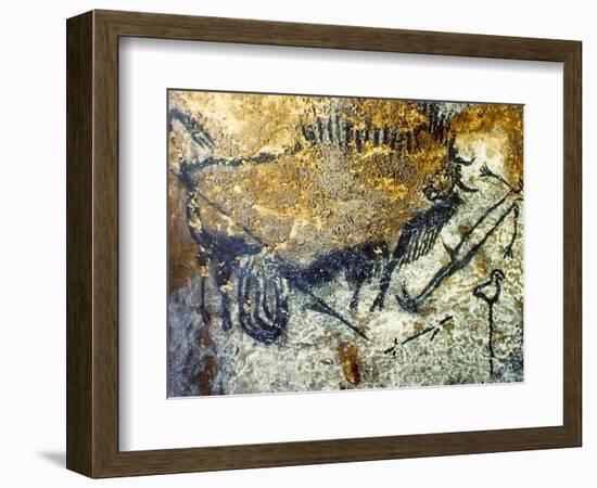 A Wounded Bison Attacking a Man, C.15,000-10,000 Bc-null-Framed Giclee Print