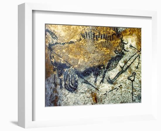 A Wounded Bison Attacking a Man, C.15,000-10,000 Bc-null-Framed Giclee Print