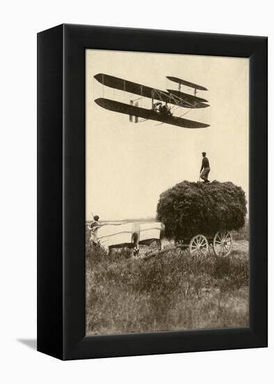 A Wright Airplane over a Hayfield in France, 1908, Flown by Wilbur Wright and a Pupil-null-Framed Premier Image Canvas