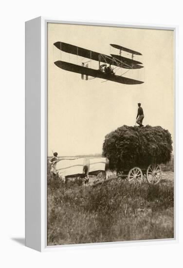 A Wright Airplane over a Hayfield in France, 1908, Flown by Wilbur Wright and a Pupil-null-Framed Premier Image Canvas