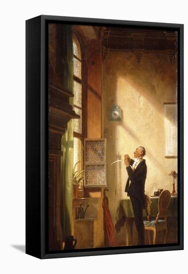 A Writer Sharpening His Quill; Der Schreiber, Eine Feder Schneidend-Carl Spitzweg-Framed Premier Image Canvas