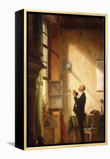 A Writer Sharpening His Quill; Der Schreiber, Eine Feder Schneidend-Carl Spitzweg-Framed Premier Image Canvas