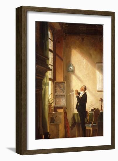 A Writer Sharpening His Quill; Der Schreiber, Eine Feder Schneidend-Carl Spitzweg-Framed Giclee Print