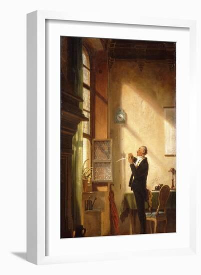 A Writer Sharpening His Quill; Der Schreiber, Eine Feder Schneidend-Carl Spitzweg-Framed Giclee Print