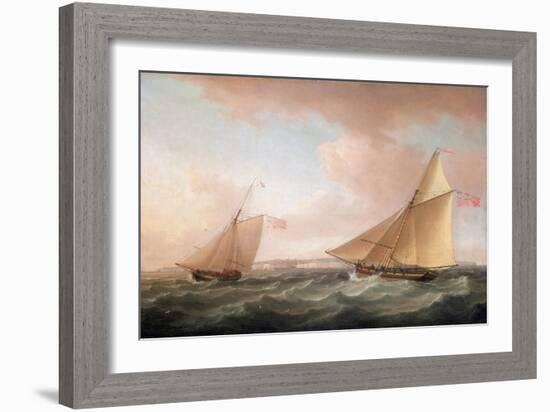 A Yacht from the British Lighthouse Service and a Revenue Cutter (Sailboat Armed for the Fight Agai-Thomas Whitcombe-Framed Giclee Print