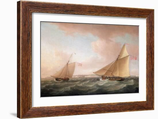 A Yacht from the British Lighthouse Service and a Revenue Cutter (Sailboat Armed for the Fight Agai-Thomas Whitcombe-Framed Giclee Print