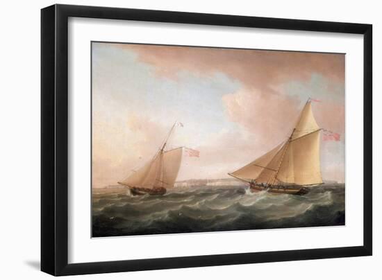 A Yacht from the British Lighthouse Service and a Revenue Cutter (Sailboat Armed for the Fight Agai-Thomas Whitcombe-Framed Giclee Print