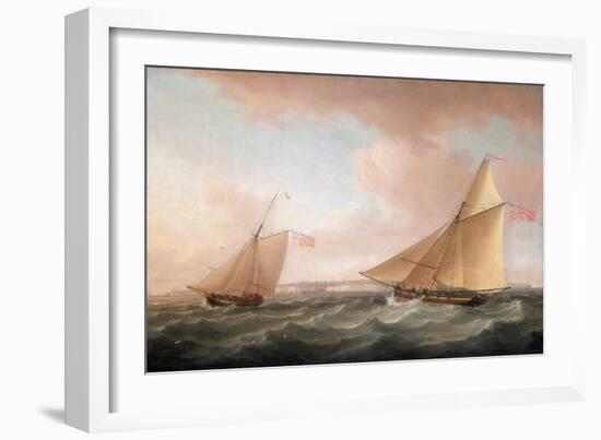 A Yacht from the British Lighthouse Service and a Revenue Cutter (Sailboat Armed for the Fight Agai-Thomas Whitcombe-Framed Giclee Print